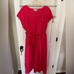 Boden Tie Waist Midi Dress in Radish